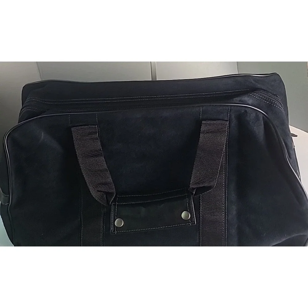 Kenneth Cole Duffel Bag Black New With Tags Faux Suede Travel Weekender Carryon